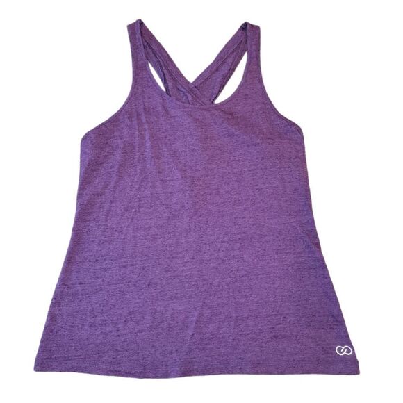 Calia Heathered Purple Key Hole Loose Fit CrissCross Cut Out Athletic tank top S - Picture 6 of 12